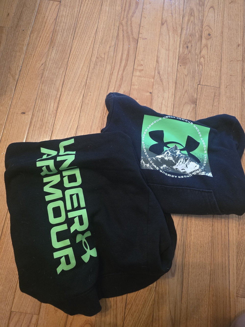 Under Armour Black Hoodie with Bright Green Logo and Graphic Set of 2